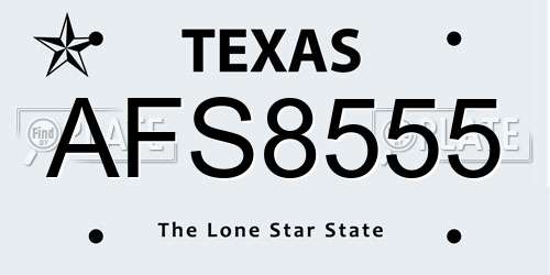 AFS8555 Texas License Plate