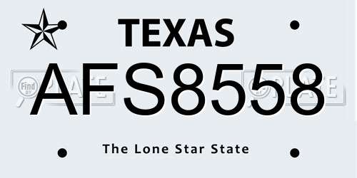 AFS8558 Texas License Plate