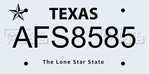 AFS8585 Texas License Plate