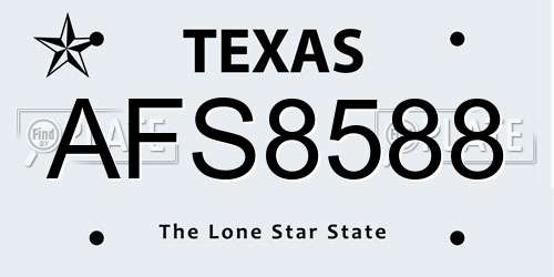 AFS8588 Texas License Plate
