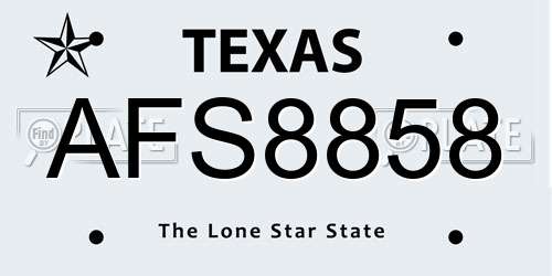 AFS8858 Texas License Plate