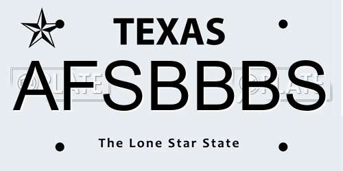 AFSBBBS Texas License Plate