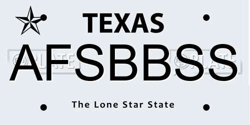 AFSBBSS Texas License Plate