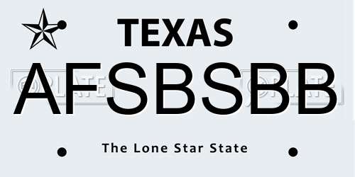 AFSBSBB Texas License Plate