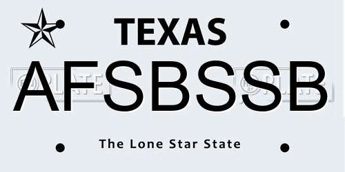 AFSBSSB Texas License Plate