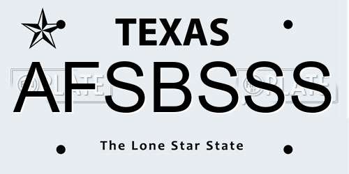 AFSBSSS Texas License Plate