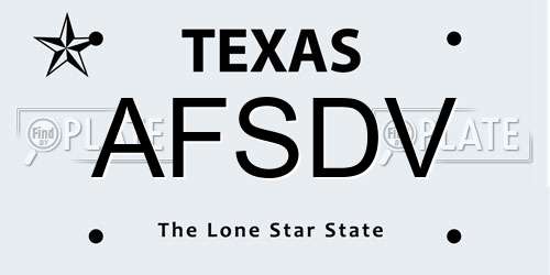 AFSDV Texas License Plate