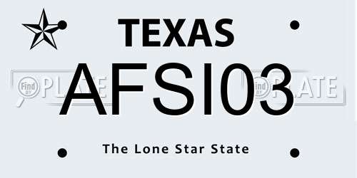 AFSI03 Texas License Plate