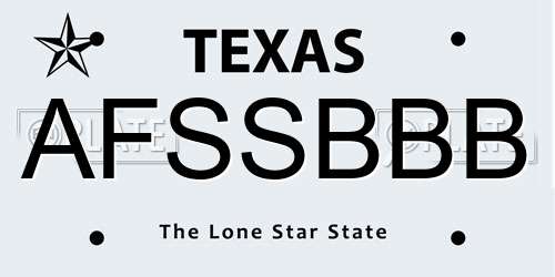 AFSSBBB Texas License Plate