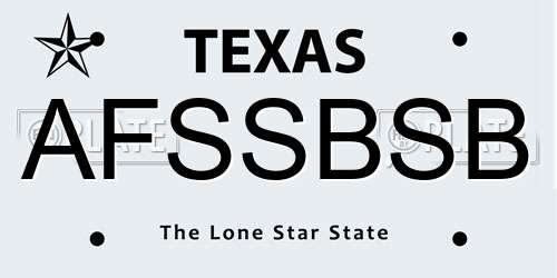 AFSSBSB Texas License Plate