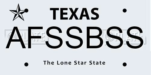 AFSSBSS Texas License Plate