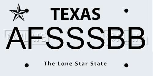 AFSSSBB Texas License Plate