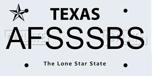 AFSSSBS Texas License Plate