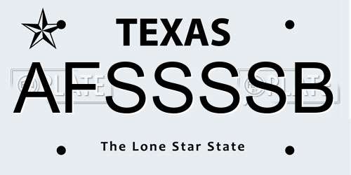 AFSSSSB Texas License Plate