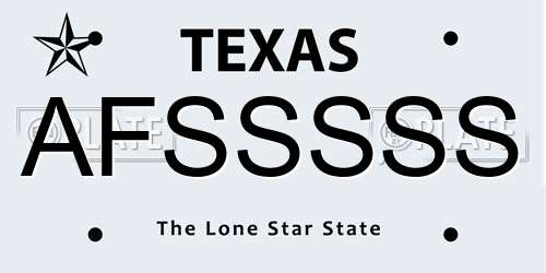 AFSSSSS Texas License Plate