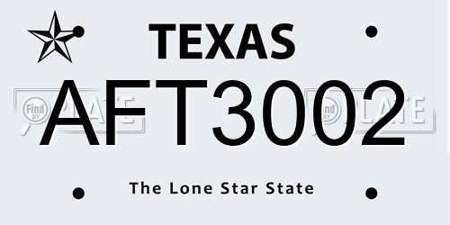 AFT3002 Texas License Plate