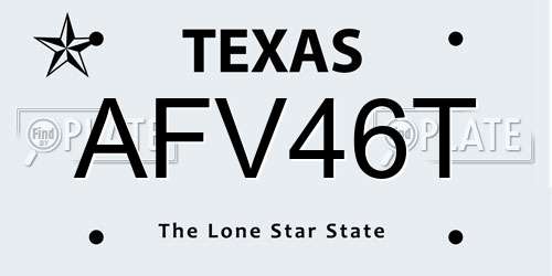 AFV46T Texas License Plate