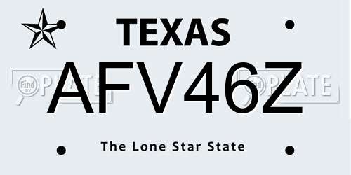AFV46Z Texas License Plate