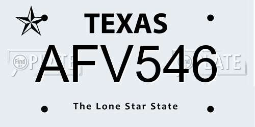 AFV546 Texas License Plate