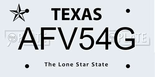 AFV54G Texas License Plate