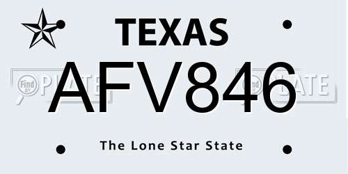 AFV846 Texas License Plate
