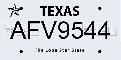 AFV9544 Texas License Plate