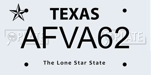 AFVA62 Texas License Plate