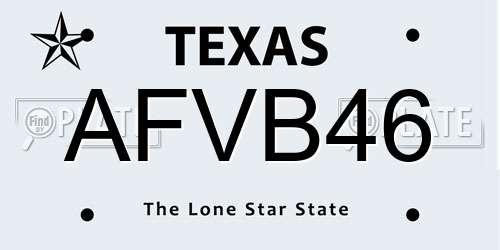 AFVB46 Texas License Plate