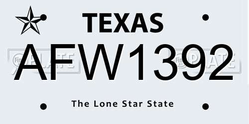 AFW1392 Texas License Plate