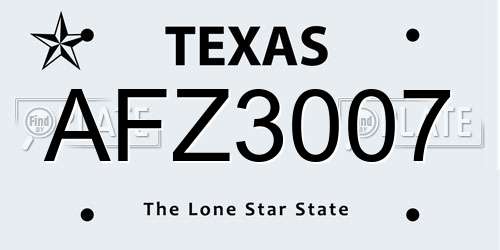 AFZ3007 Texas License Plate