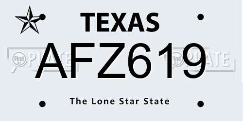 AFZ619 Texas License Plate