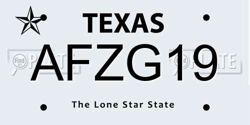 AFZG19 Texas License Plate