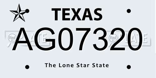 AG07320 Texas License Plate