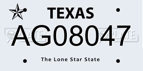 AG08047 Texas License Plate