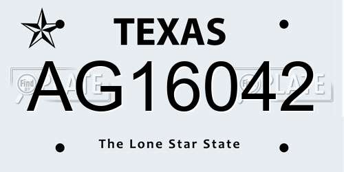 AG16042 Texas License Plate