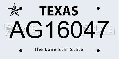 AG16047 Texas License Plate
