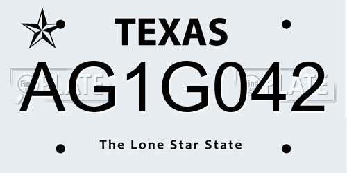 AG1G042 Texas License Plate