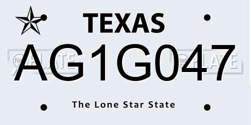 AG1G047 Texas License Plate