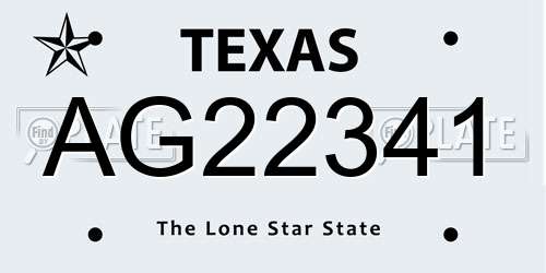 AG22341 Texas License Plate