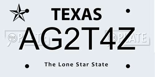 AG2T4Z Texas License Plate