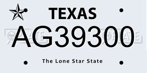 AG39300 Texas License Plate