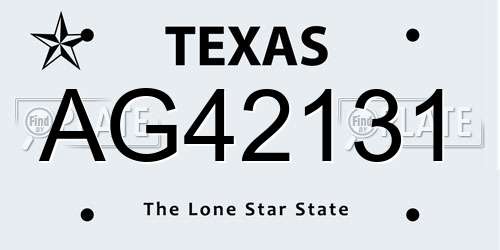 AG42131 Texas License Plate