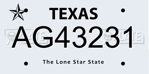 AG43231 Texas License Plate
