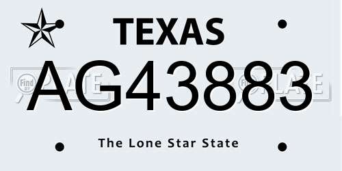 AG43883 Texas License Plate