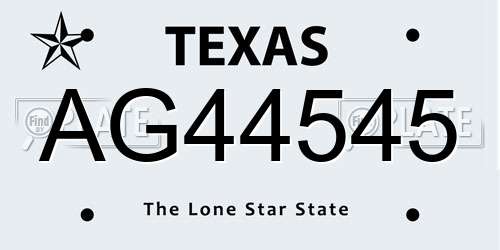 AG44545 Texas License Plate