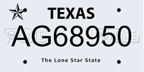 AG68950 Texas License Plate