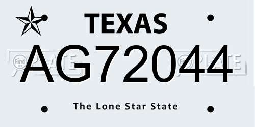 AG72044 Texas License Plate