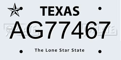 AG77467 Texas License Plate