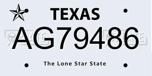 AG79486 Texas License Plate