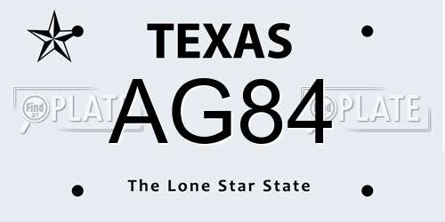 AG84 Texas License Plate